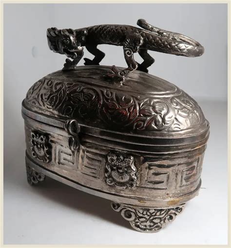 Mixed Metal Larger Size Dragon Trinket Box or Dresser Box or 